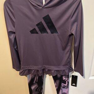 Adidas Lavender Hoodie and Patterned Leggings